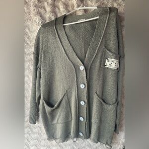 Olive Button-Up Women's Sweater